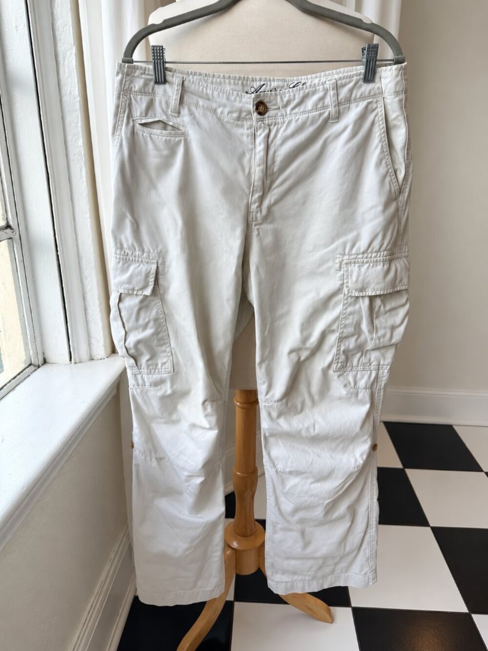 American Classics Russell Simmons Men’s Cargo Pants Size 32 White Cotton Convert